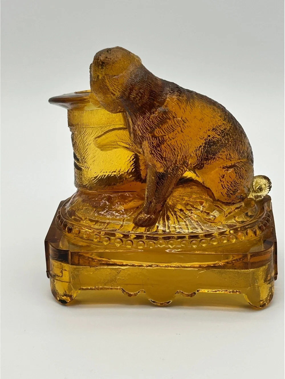 EAPG Belmont Glassworks Dog and Hat Toothpicks Holder- late 19th centurey